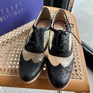 Stuart Weitzman DandyPerf Black Wing Tip Loafer 8.5